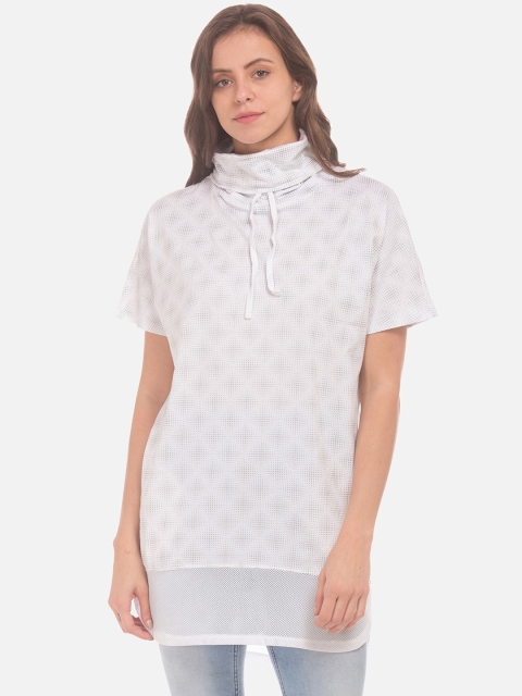 

Sugr Women White Printed Pure Cotton Top