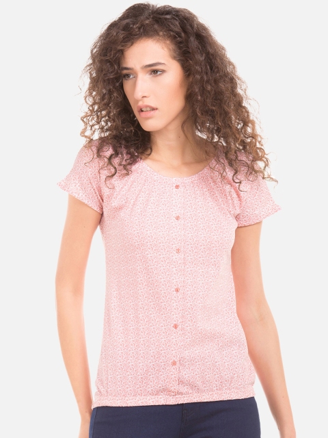 

Sugr Women Pink Self Design Pure Cotton Top