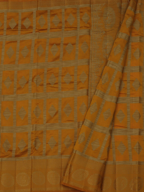 

Pothys Mustard & Gold-Toned Jute Silk Woven Design Saree