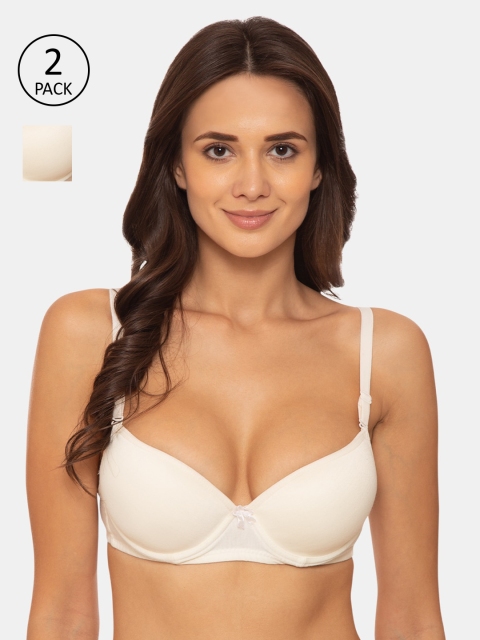 

KOMLI Pack of 2 White Solid Underwired Heavily Padded Everyday Bra