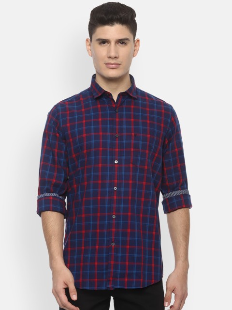 

Van Heusen Sport Men Navy Blue & Red Slim Fit Checked Casual Shirt
