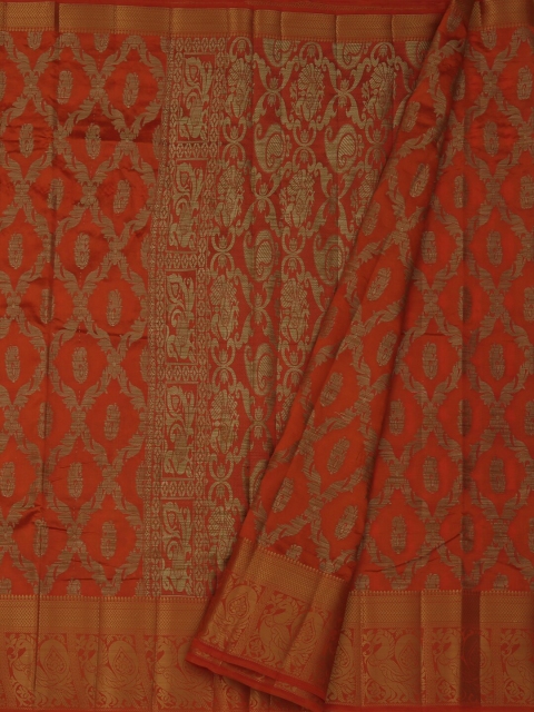 

Pothys Orange Woven Design Jute Silk Saree