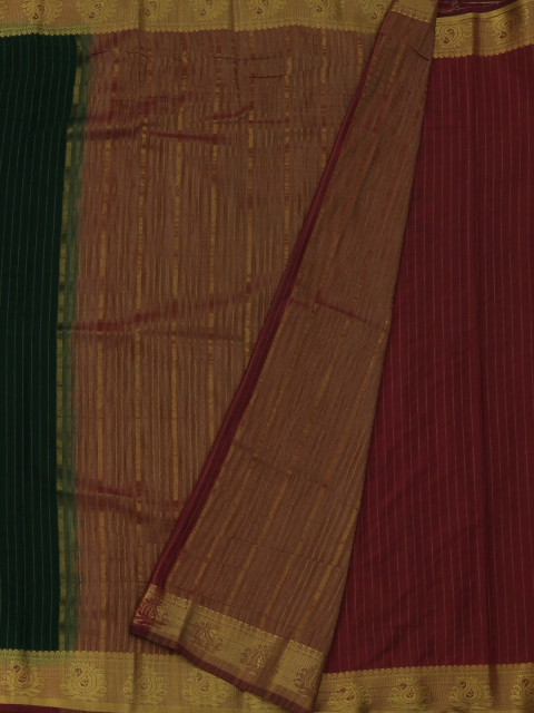 

Pothys Green Striped Poly Georgette Saree