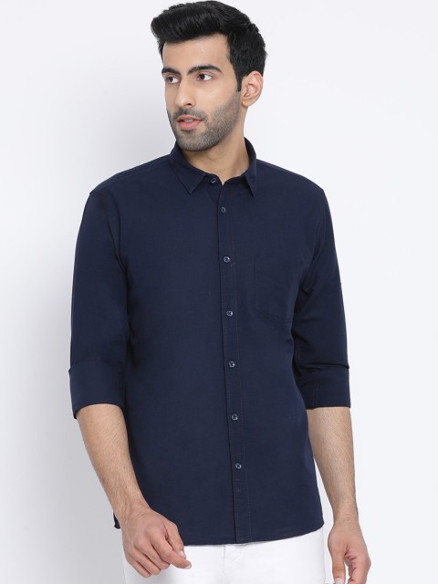 

Richlook Men Navy Blue Standard Slim Fit Solid Casual Shirt
