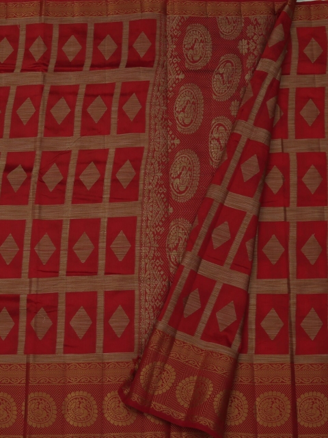 

Pothys Red Woven Design Jute Silk Saree