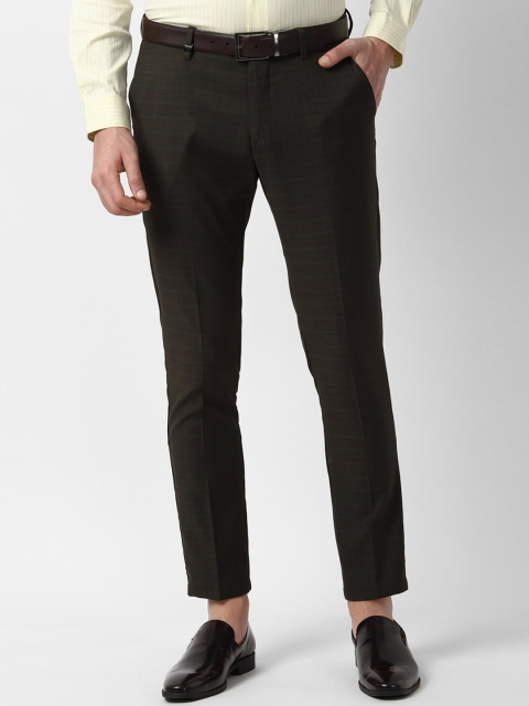 

Louis Philippe Sport Men Olive Green Slim Fit Checked Formal Trousers