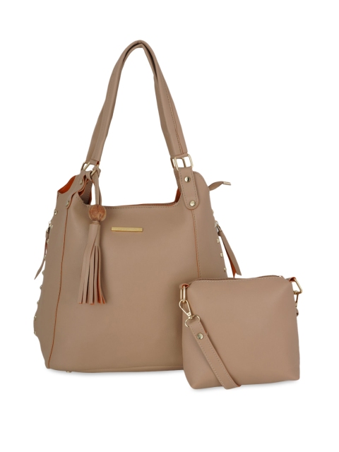 

Lapis O Lupo Beige Solid Handheld Bag with Pouch