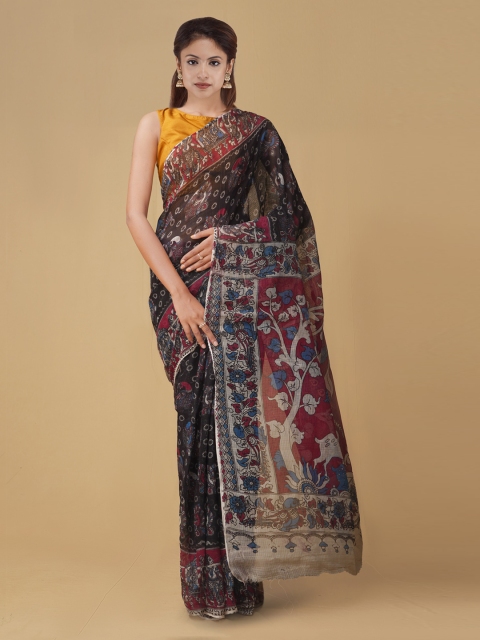 

Unnati Silks Black & Red Pure Cotton Printed Kota Saree