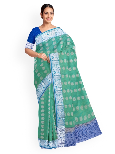

KLM Fashion Mall Green & Blue Art Silk Woven Design Saree