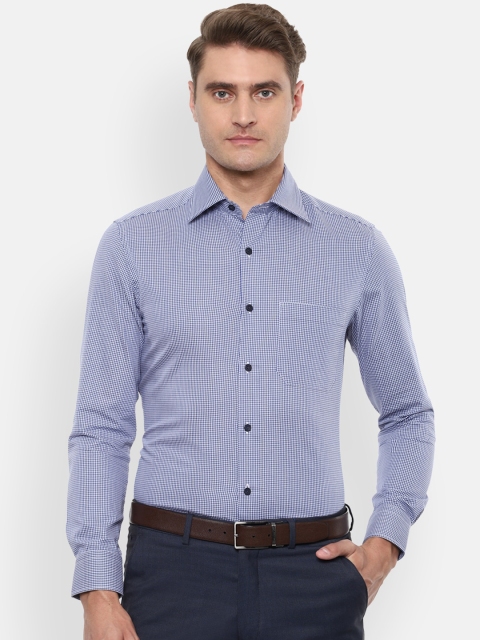 

Louis Philippe Men Blue Regular Fit Checked Formal Shirt