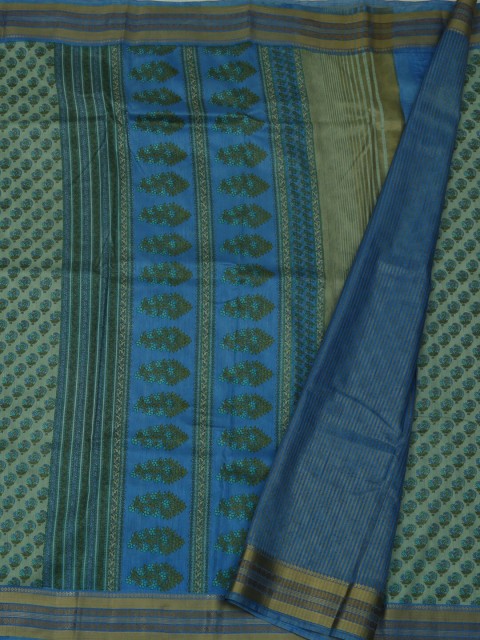 

Pothys Green & Blue Jute Silk Woven Design Saree