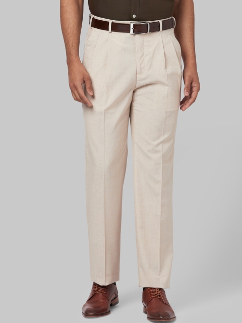 

Park Avenue Men Beige Regular Fit Solid Formal Trousers