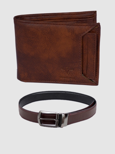 

Krosshorn Men Brown Leather Accessory Gift Set