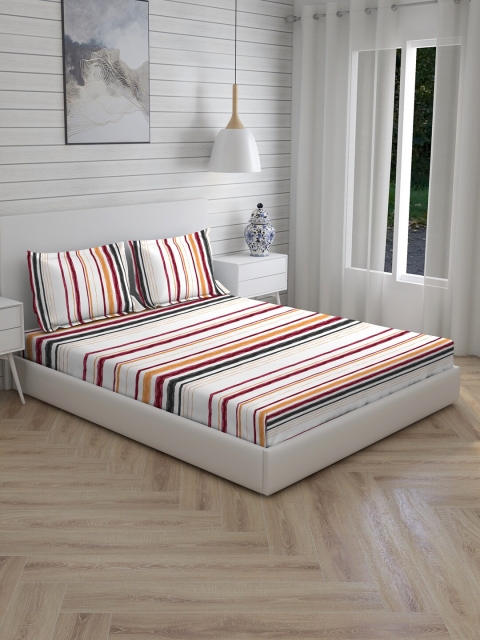 

Boutique Living India Red & White Striped Double Bedsheet with 2 Pillow Covers