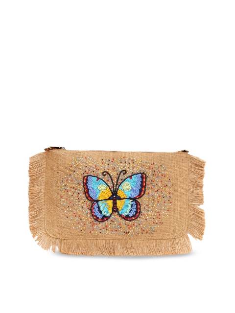 

Spice Art Beige Embroidered Clutch