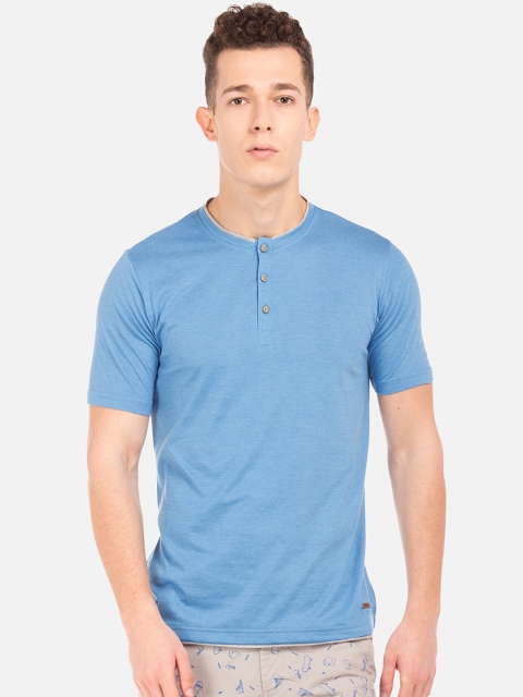 

Cherokee Men Blue Solid Henley Neck T-shirt