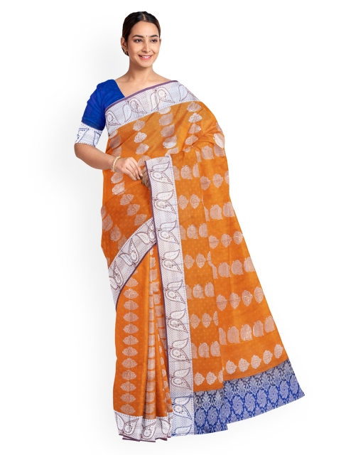 

KLM Fashion Mall Mustard Yellow & Blue Art Silk Woven Design Saree