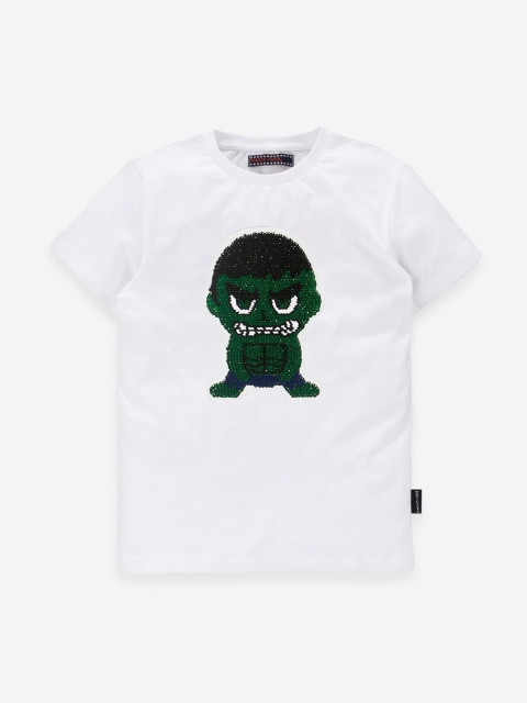 

MAGIC TEES Boys White Printed Round Neck T-shirt