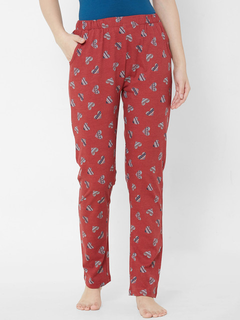 

Sweet Dreams Women Navy Blue Printed Lounge Pants, Red