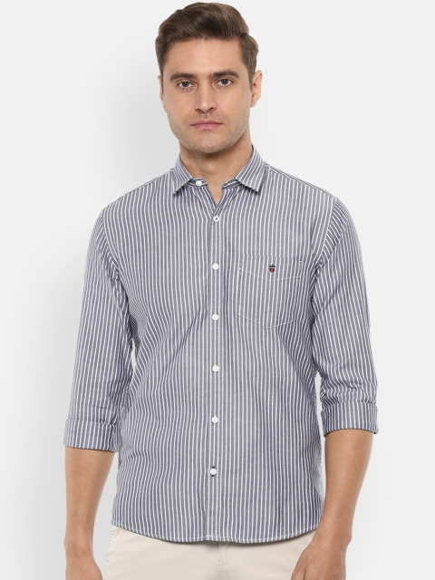 

Louis Philippe Sport Men Grey & White Slim Fit Striped Casual Shirt