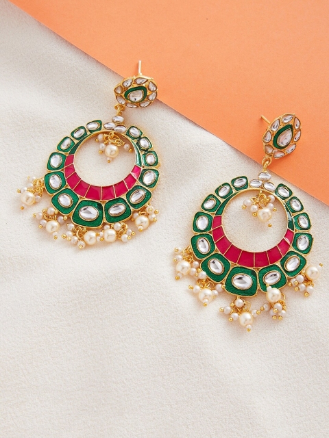 

GloBox By ZeroKaata Green Gold Plated Meenakari Circular Chandbalis