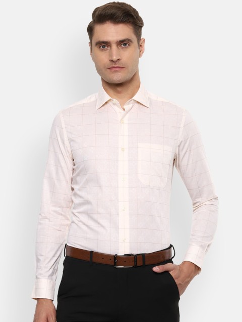 

Louis Philippe Men Cream-Coloured Regular Fit Checked Formal Shirt