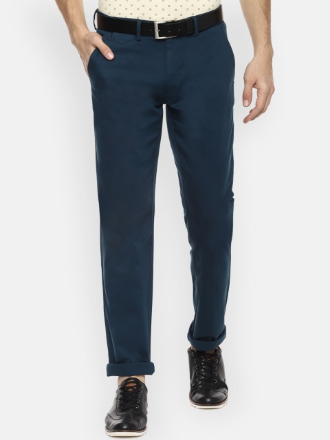 

Van Heusen Men Navy Blue Slim Fit Solid Regular Trousers