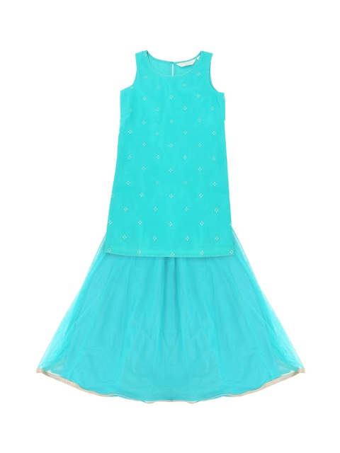 

AKKRITI BY PANTALOONS Girls Blue Ready To Wear Lehenga With Blouse