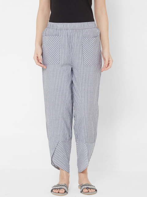 

Mystere Paris Women Grey Striped Lounge Pant