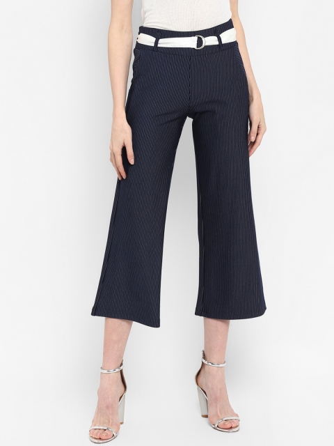 

FOSH Women Navy Blue Regular Fit Solid Culottes