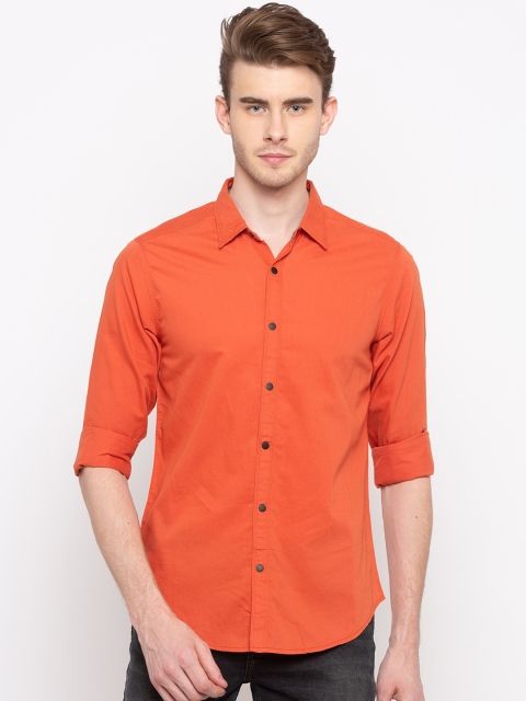 

SPYKAR Men Orange Slim Fit Solid Casual Shirt