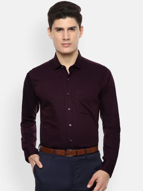

Van Heusen Men Burgundy & Black Slim Fit Checked Formal Shirt