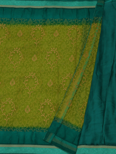 

Pothys Green & Gold-Toned Poly Georgette Printed Saree