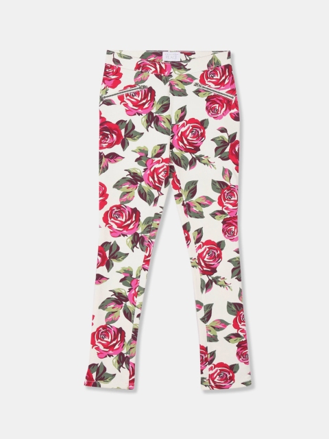 

The Childrens Place Girls White Floral Printed Jeggings