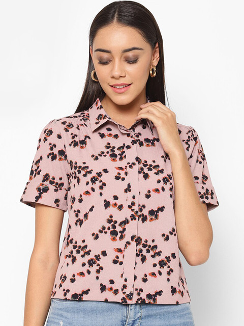 

HOUSE OF KKARMA Women Pink Boxy Floral Printed Casual Shirt