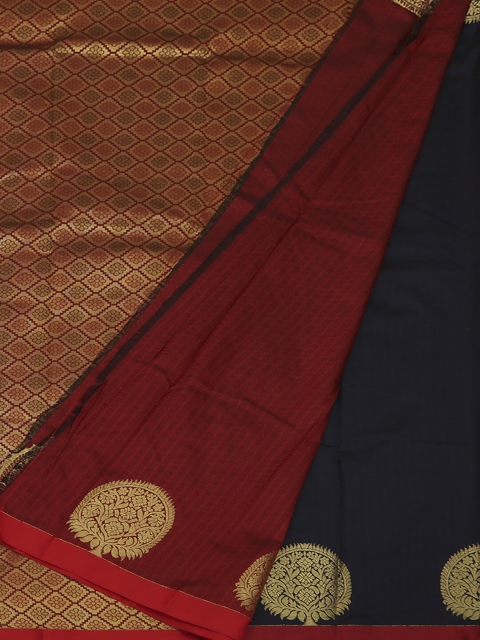 

Pothys Navy Blue & Maroon Art Silk Solid Saree