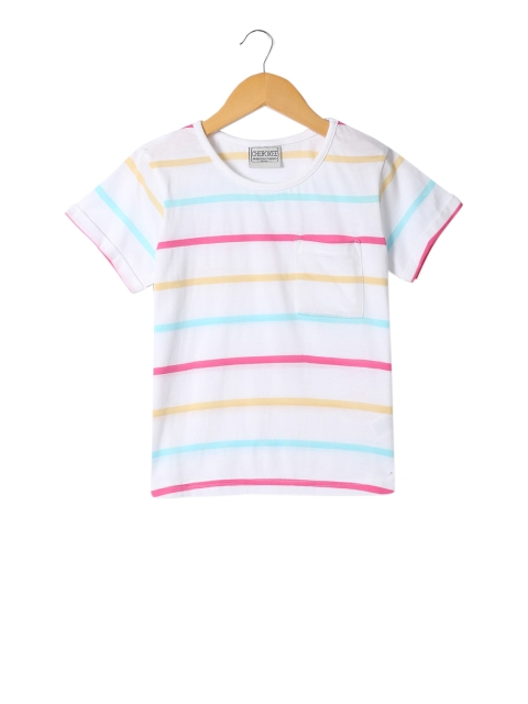 

Cherokee Girls White Striped Round Neck T-shirt