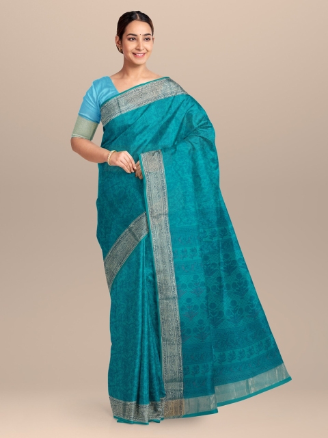 

KLM Fashion Mall Blue Woven Design Silk Blend Saree
