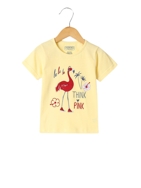 

Cherokee Girls Yellow Printed Round Neck T-shirt