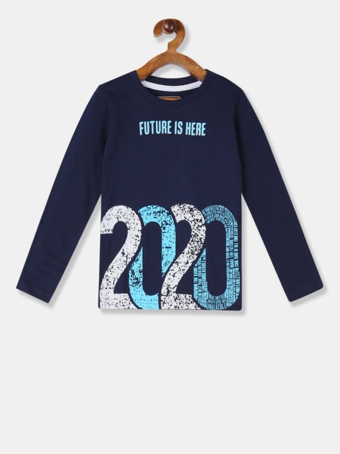 

Cherokee Boys Navy Blue Printed Round Neck T-shirt