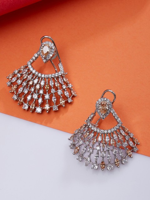 

Luxury By ZeroKaata Silver & Peach Classic Drop Earrings