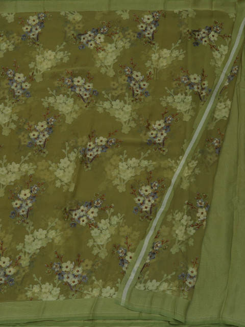 

Pothys Green Solid Poly Georgette Saree