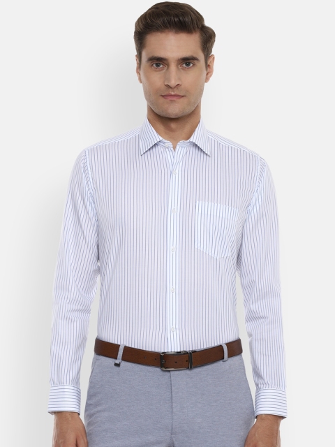 Van Heusen Men White Slim Fit Striped Formal Shirt