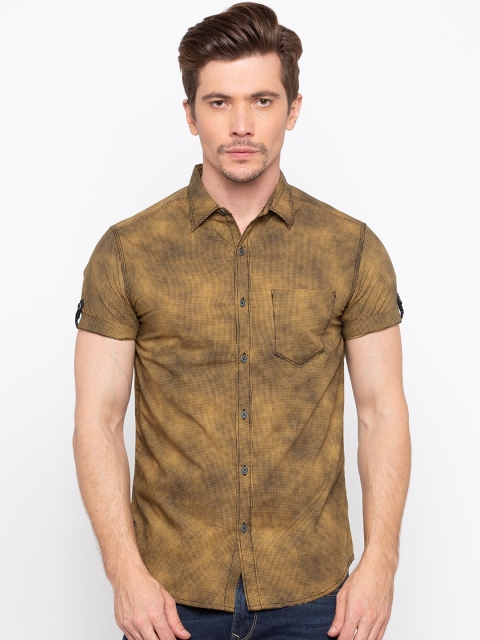 

SPYKAR Men Khaki & Black Slim Fit Printed Casual Shirt