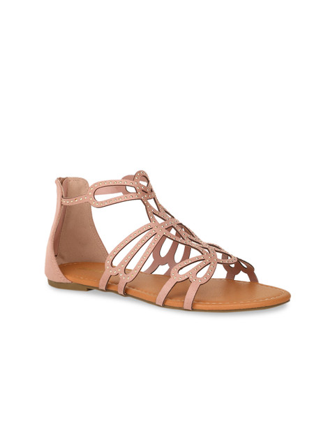 

Bata Women Pink Open Toe Gladiator Flats