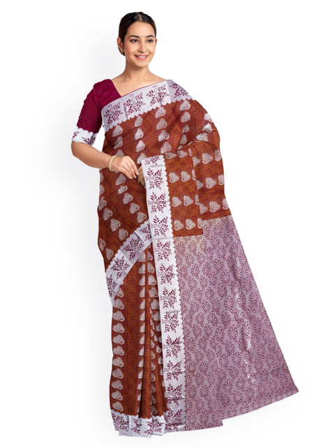 

KLM Fashion Mall Brown Woven Design Art Silk Saree