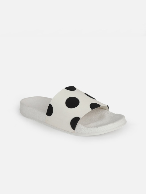 

SCENTRA Women Cream-Coloured & Black Printed Sliders