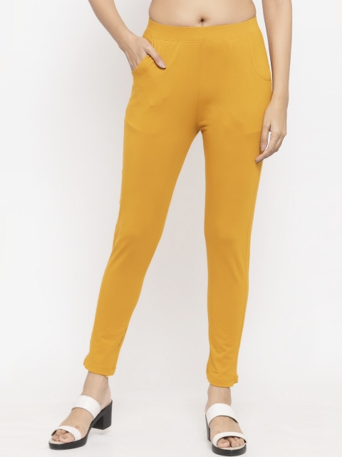 

NEUDIS by Dhrohar Women Mustard Solid Lycra Cotton Ankle Length Leggings