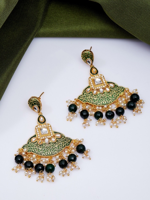 

GloBox By ZeroKaata Gold-Toned & Black Contemporary Chandbalis