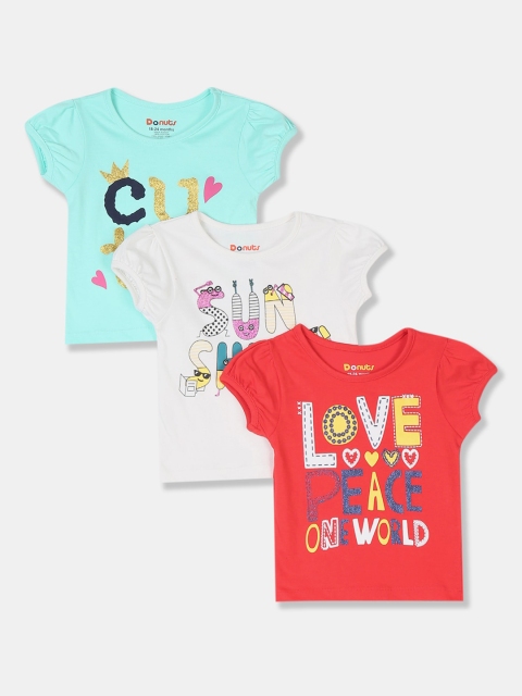 

Donuts Girls Pack Of 3 Assorted Round Neck Pure Cotton T-shirts